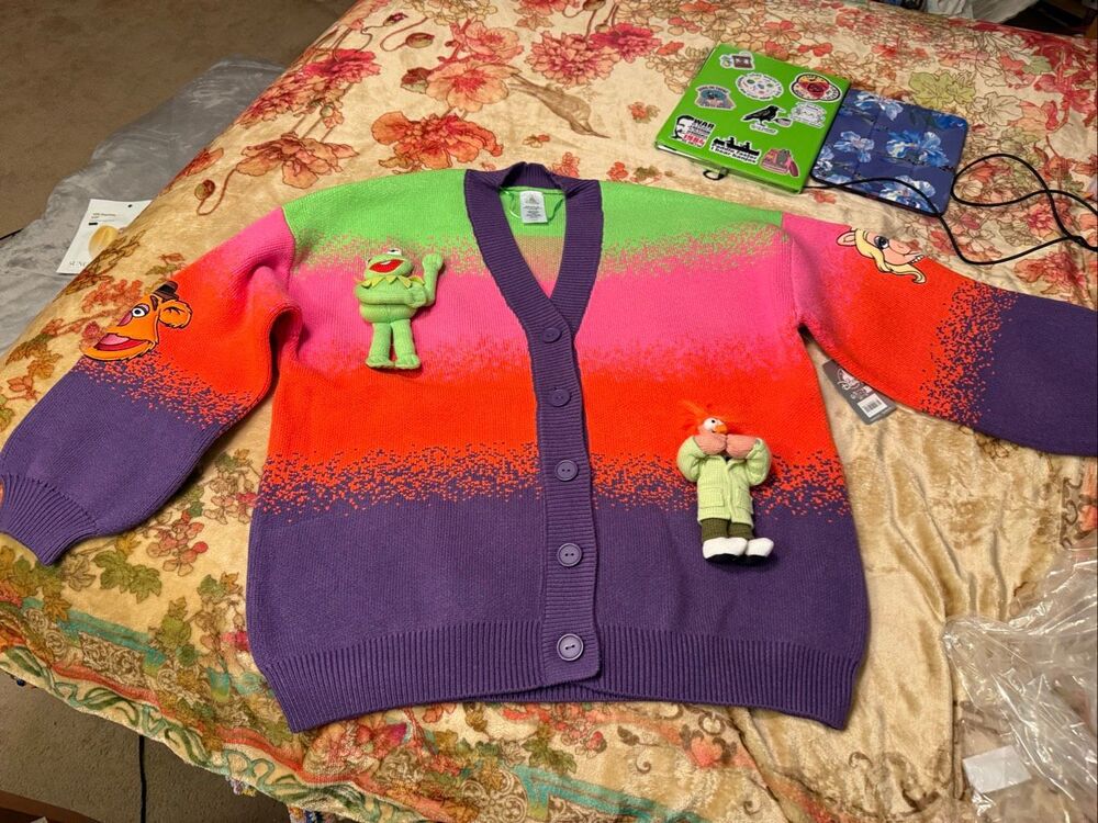 NWT D23 Disney 2026 The Muppet Show Plush Cardigan Sweater 50th Anniversary LG